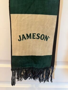 Jameson Branded Super Soft Green and Cream Luxe Scarf With Fringe